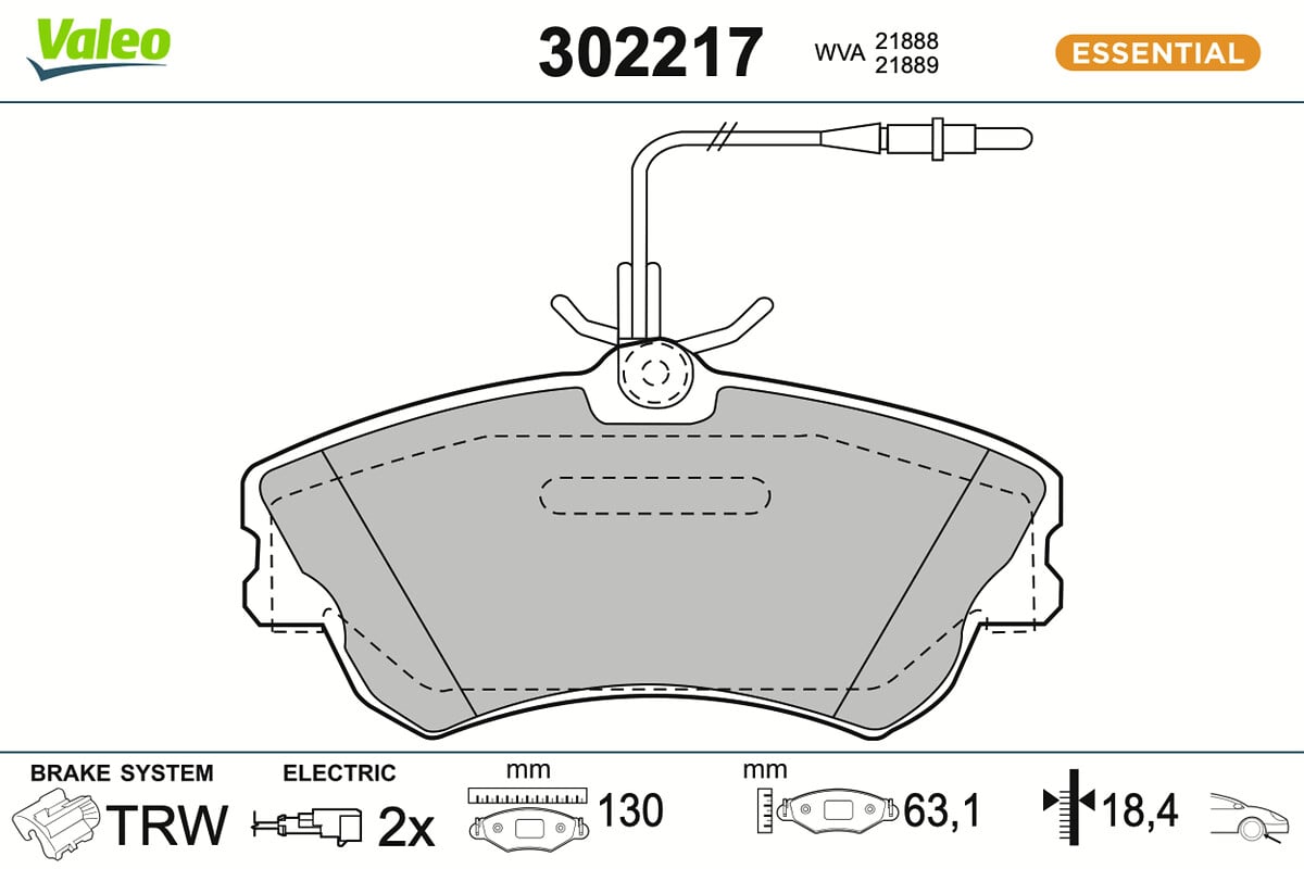Jeu de 4 plaquettes de frein VALEO ref. 302217